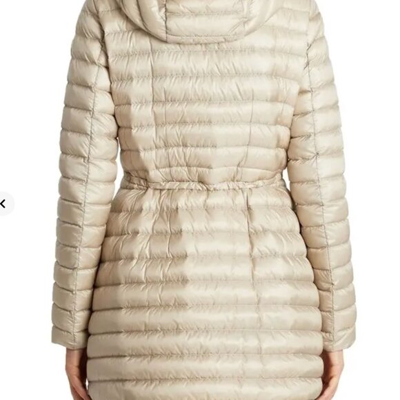 Moncler Barbel Lightweight Down Coat Beige Sz (0) XS Down Puffer Parka Warm Chic - Picture 3 of 9